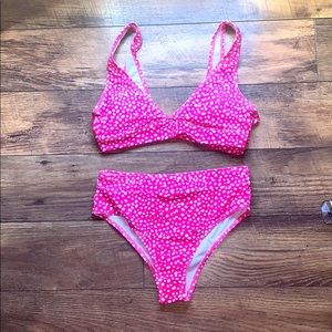 Pink polka dotted bikini
